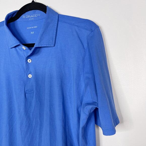 B Draddy Mens M Blue Pima Cotton Golf Polo Shirt Stretch Knit SCC Short Sleeve - Picture 3 of 8